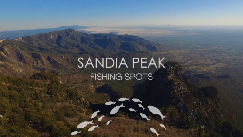 Sandia Peak Mountains beautiful view from drone on moutains, ponds and woods